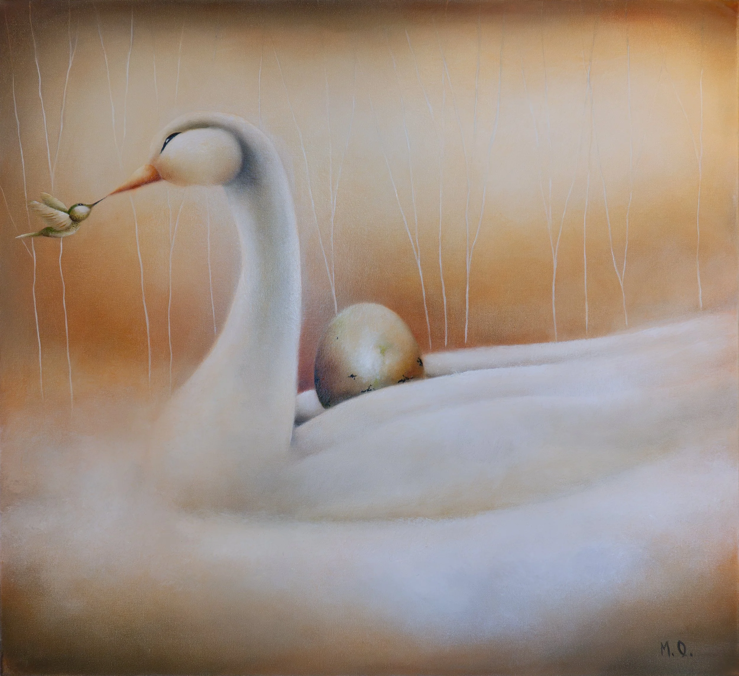 Untitled (Swan) - 36" x 36" - oil on canvas