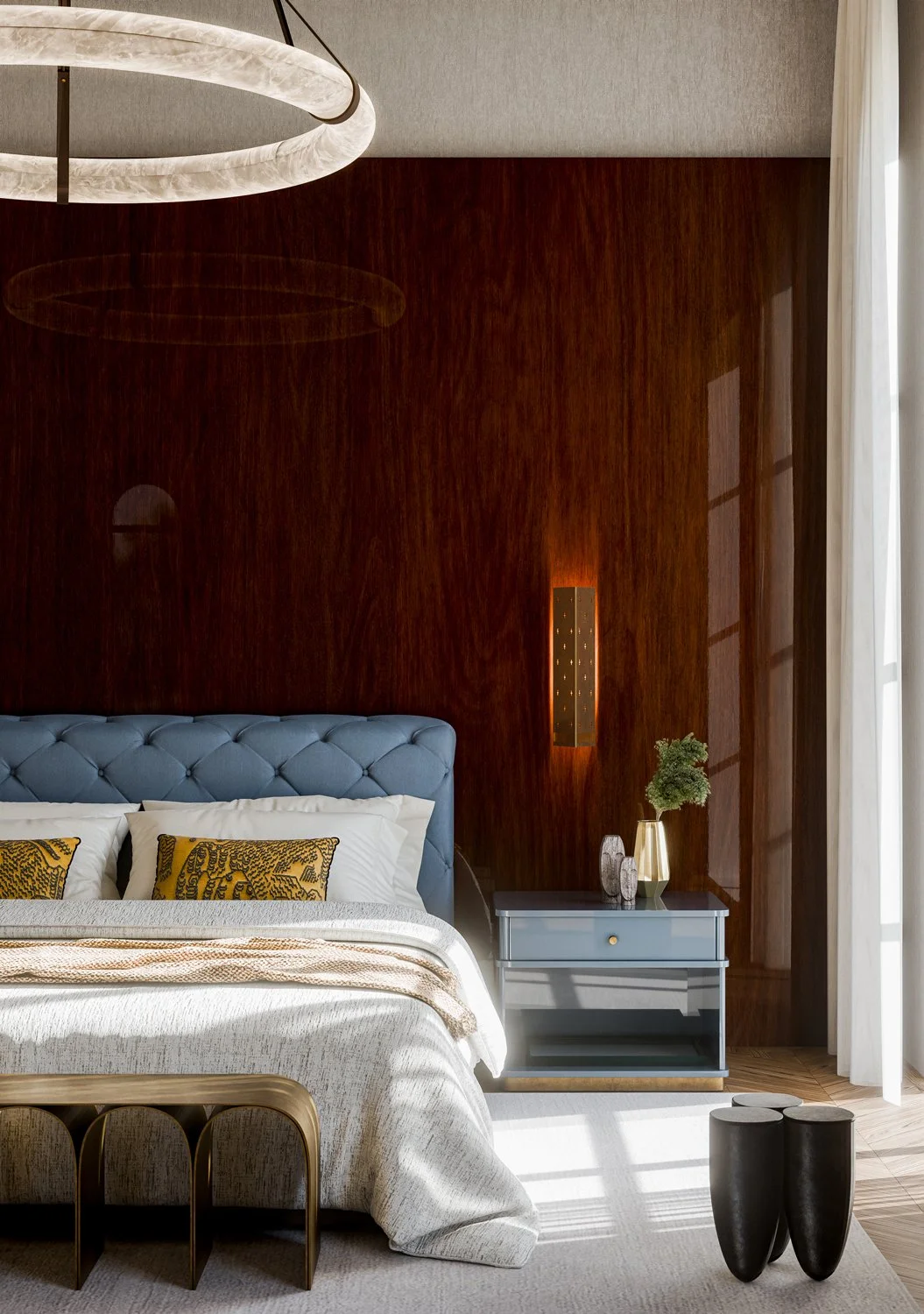 Chestefield Bed with Snufo Stool by Arno Declercq