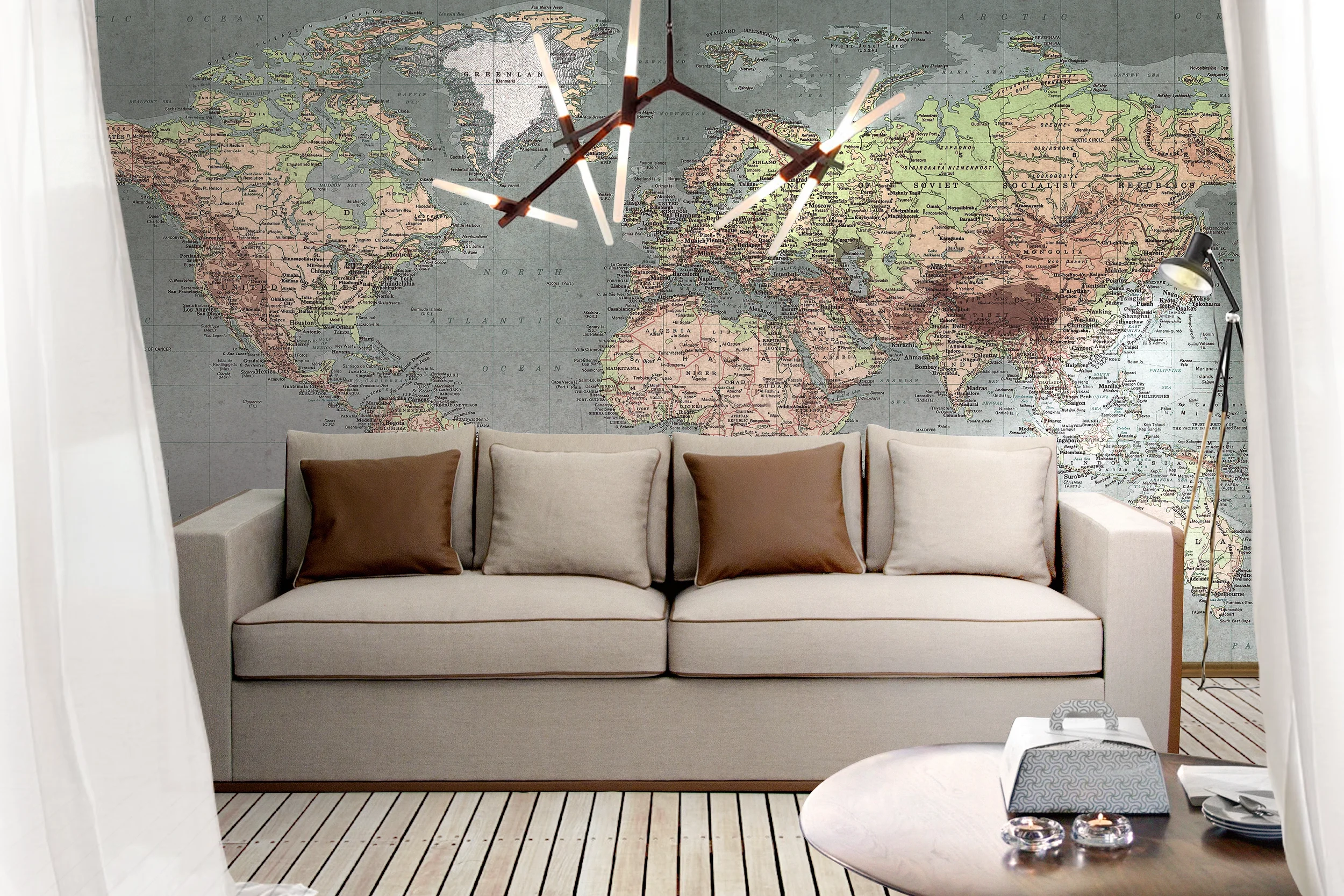 Bombarda sofa, upholstered with a Cotton Twill. Featured with brown leather details.