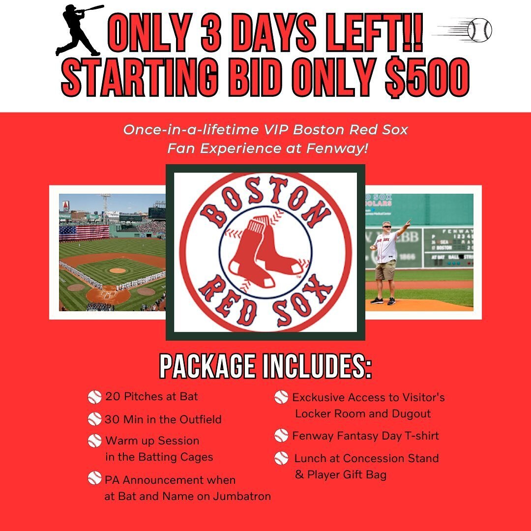 🔴 Step up to the plate for a great cause! ⚾️🎗️ 

We're auctioning off an exclusive Red Sox package to benefit the Dana-Farber Institute. Score a home run of generosity and bid on this incredible opportunity to catch a Red Sox game in style while su