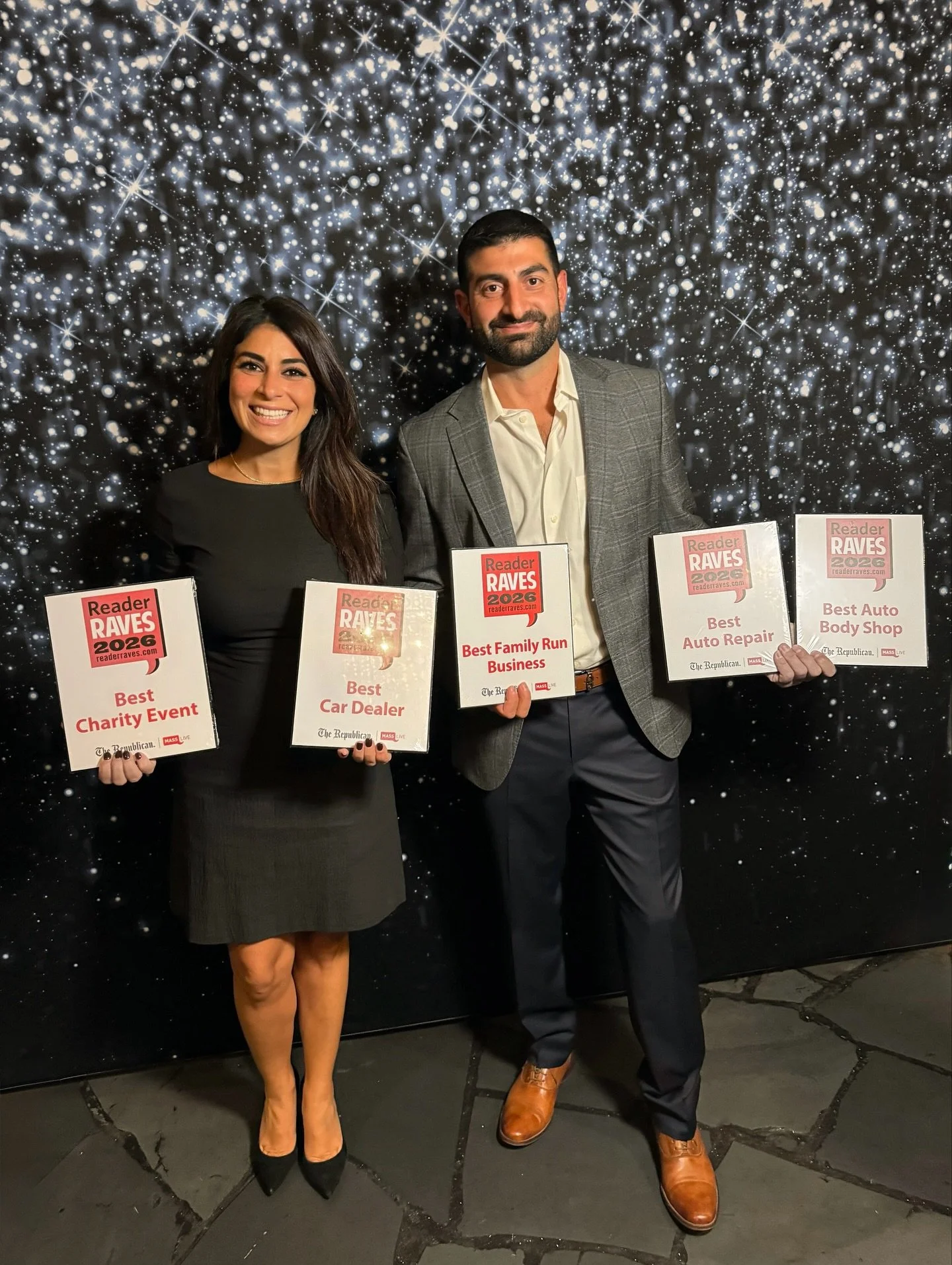 What a fun night at the 2025 Reader Raves Awards!  
We are beyond honored to have been voted Best Charity Event, Best Family-Run Business, Best Car Dealer, Best Auto Repair, and Best Auto Body Shop! ❤️

A huge thank you to our incredible community fo