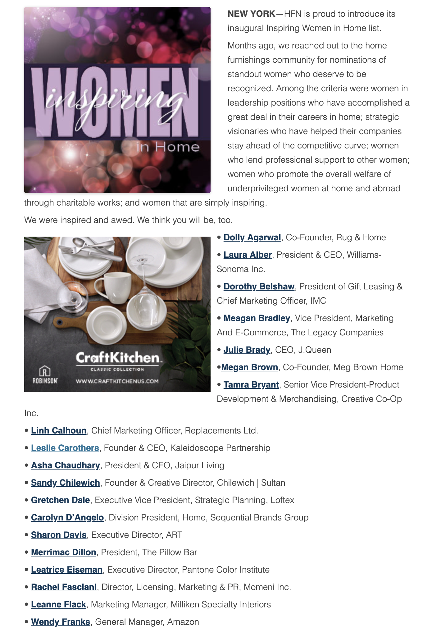 Female Leaders In the Home Furnishings Industry