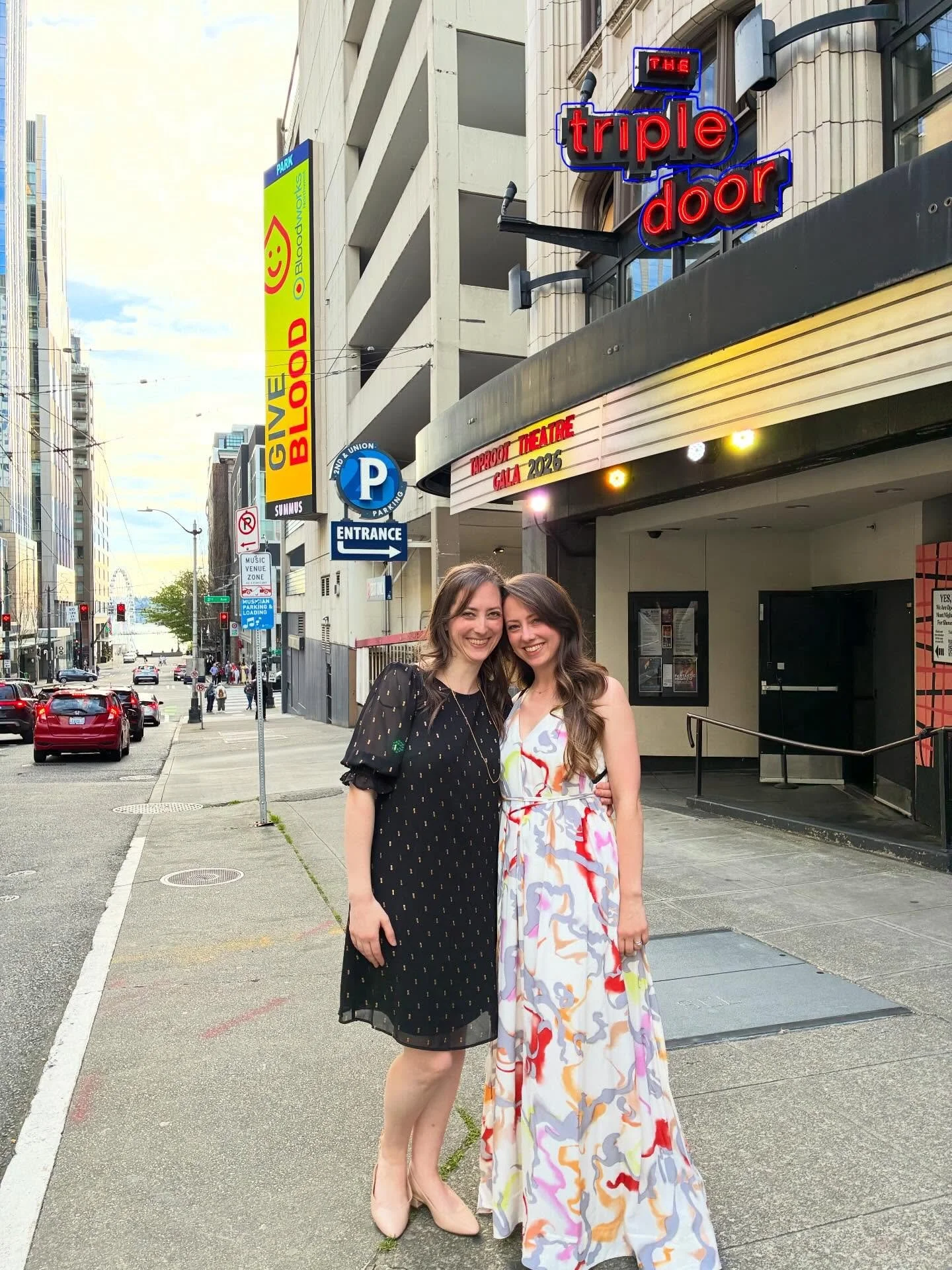 Traded out our black jumpsuits to celebrate 50 years of @taproottheatre ✨ always a fun night @thetripledoor