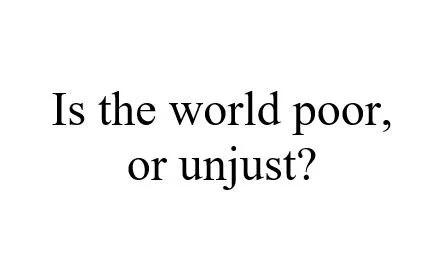 Is the world poor, or unjust?