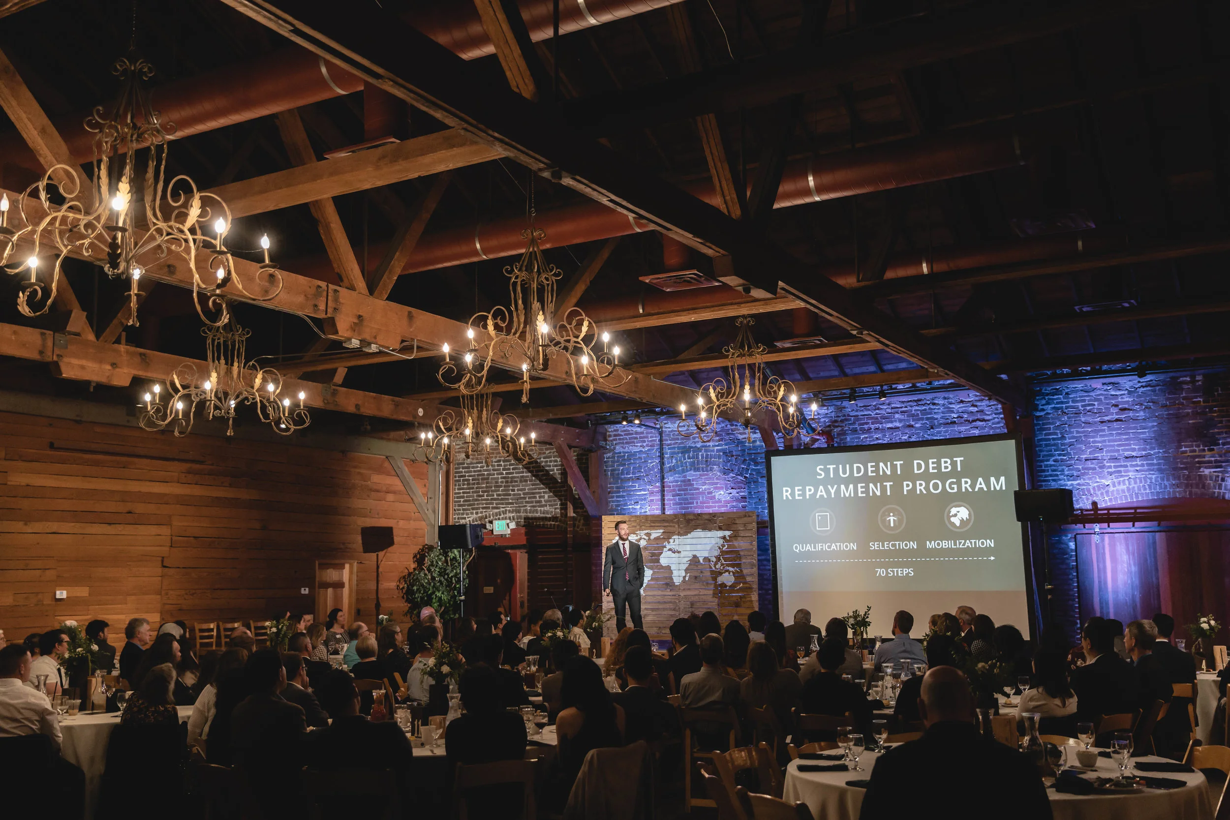 Founder and Executive Director, Luke Womack, addressing guests at the 2019 Spring Vision Dinner in Redlands, California.