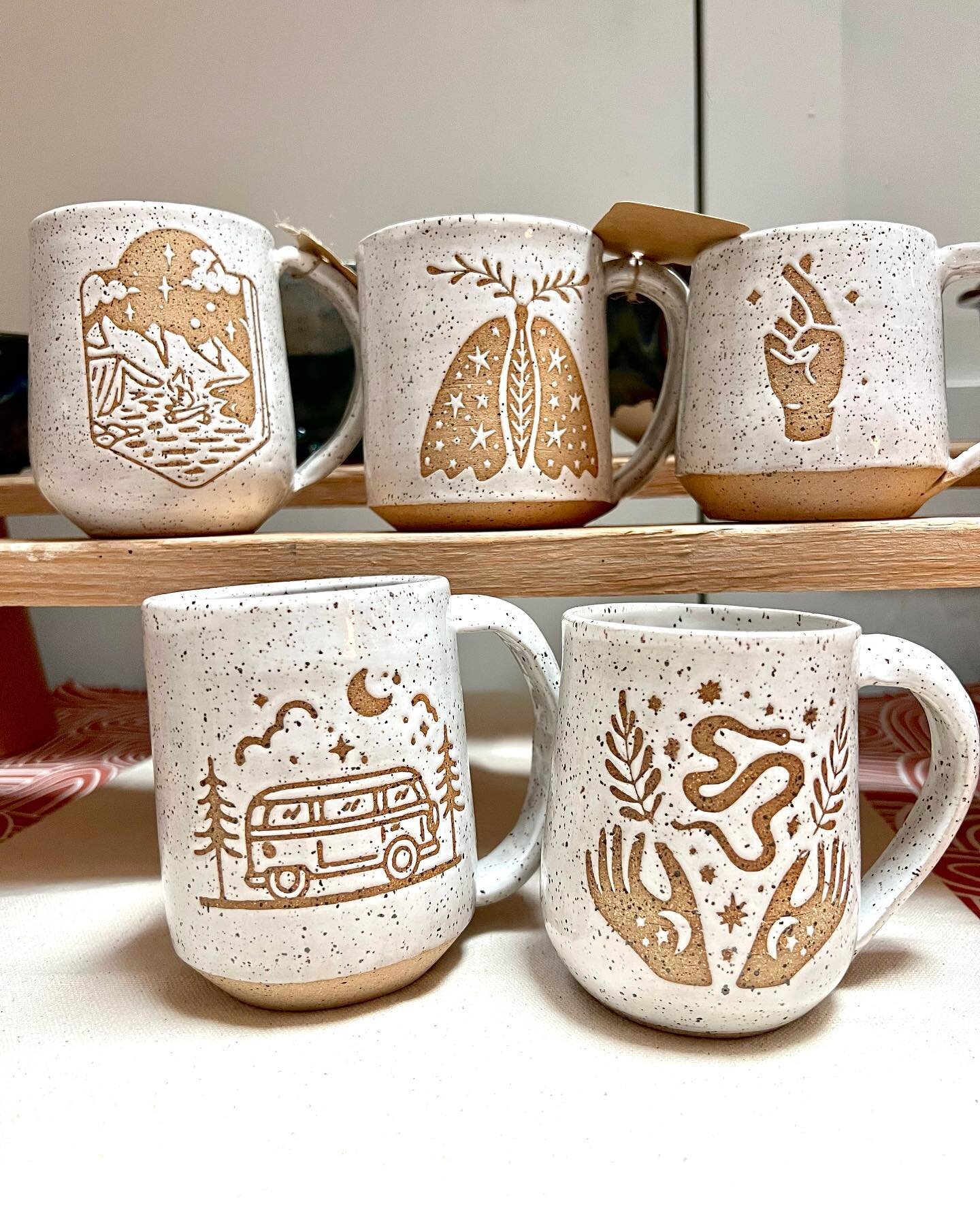✨Let&rsquo;s collaborate! ✨ All of these mugs have been sent off to their new homes, some near, some far and I have been having so much fun meshing my graphic design with pottery, but now I need your help! I&rsquo;m struggling with inspiration lately