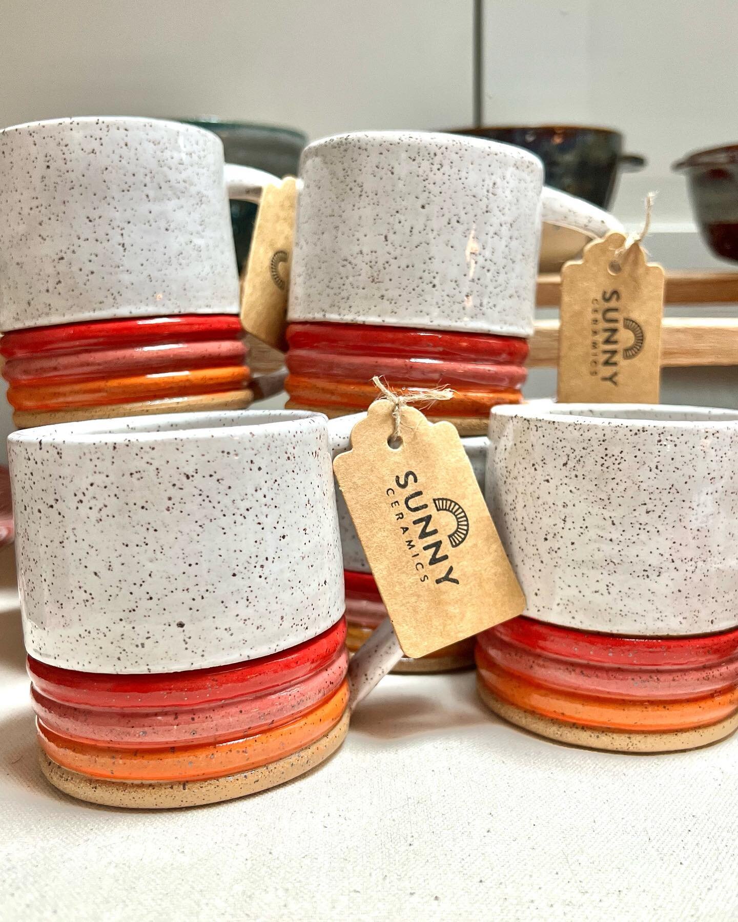 These striped mugs sold like hot cakes at my last market, so I&rsquo;m slowly but surely working on making another batch. It&rsquo;s been a slow start to the year for me between a busy season with my design job, a wild toddler, and lots of travel, an