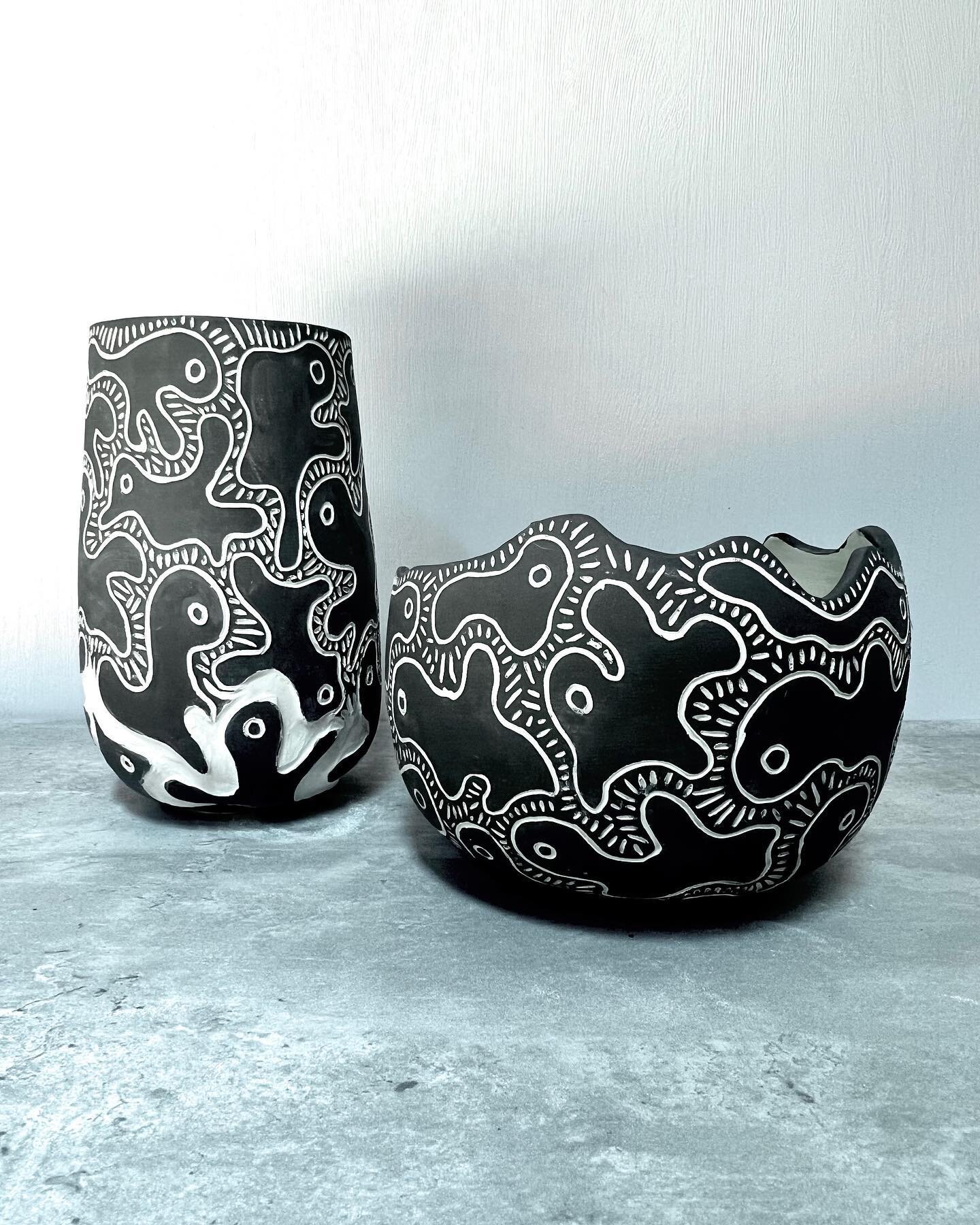 Pop art inspired sgraffito pieces. I&rsquo;ve always been inspired by the pop art movement (which is perhaps what led me to graphic design) and these pieces have been a labor of love. I found myself constantly trying to create what I think others wil