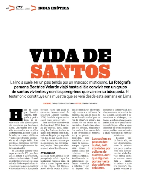 Revista Somos. Exposición SADHUS DIVINA SANTIDAD. 