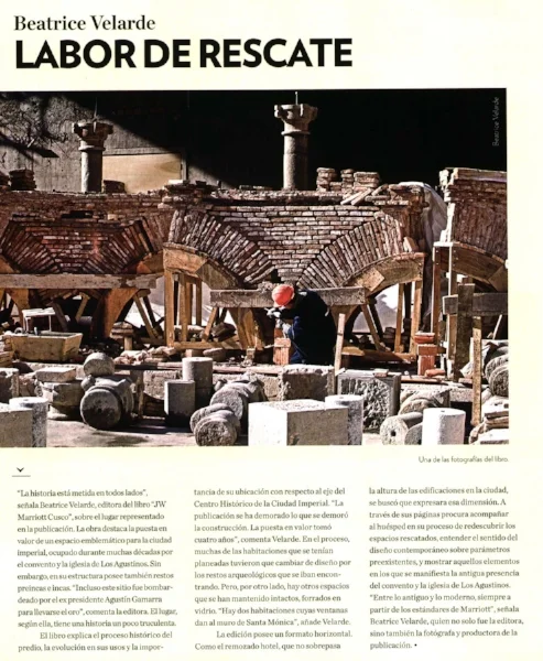 Libro JW MARRIOTT CUSCO. 