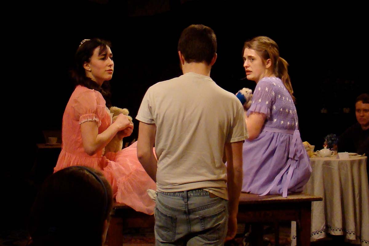  In the first act of Tea Party, actors played small children of different socio-economic classes. Audiences were then asked to propose solutions to the fights that arose when the child of the maid (the boy in the t-shirt above) wanted to play with th