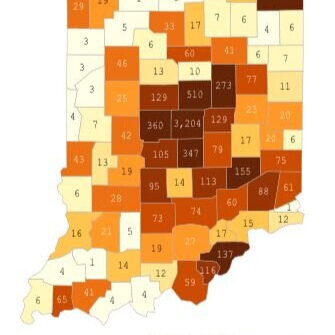 Statewide case counts, as of Wednesday, April 15, at 12 noon; Greene County with 28 cases, two deaths and 199 tested