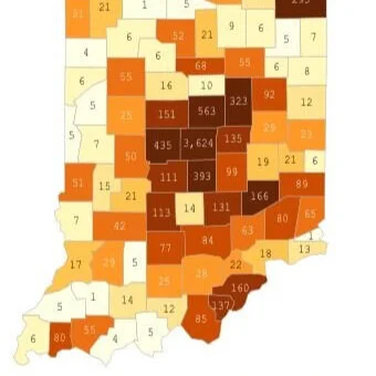Statewide case counts as of Saturday, April 18 at 12 noon; Greene County with 42 cases, three deaths, 273 tested