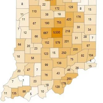Statewide case counts as of Thursday, April 30 at 12 noon; Indiana deaths over 1000