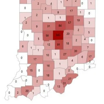 Statewide case counts as of Wednesday, May 13, at 12 noon; Greene County with 17 deaths