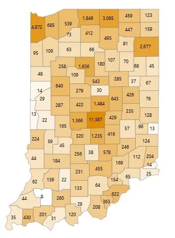 Confirmed cases by county