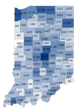 Testing by county