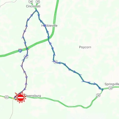 Drainage structure replacement on SR 58 near Owensburg, August 17 through mid-September