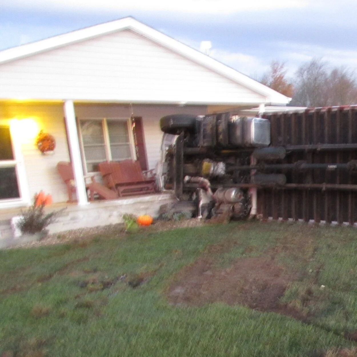 Truck hits house on Lone Tree Road on Friday morning