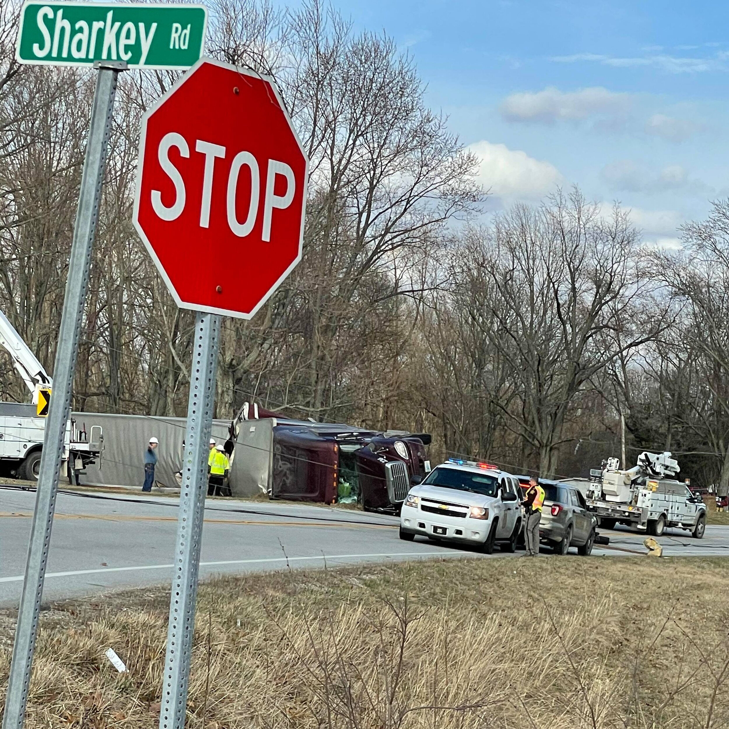 No injuries reported in semi-truck rollover crash Wednesday afternoon