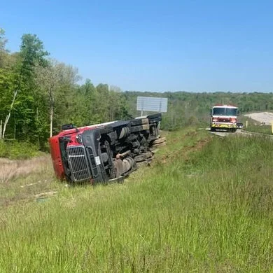 UPDATE with ramp closure: Reader reports semi rollover in area of I-69 and SR 445