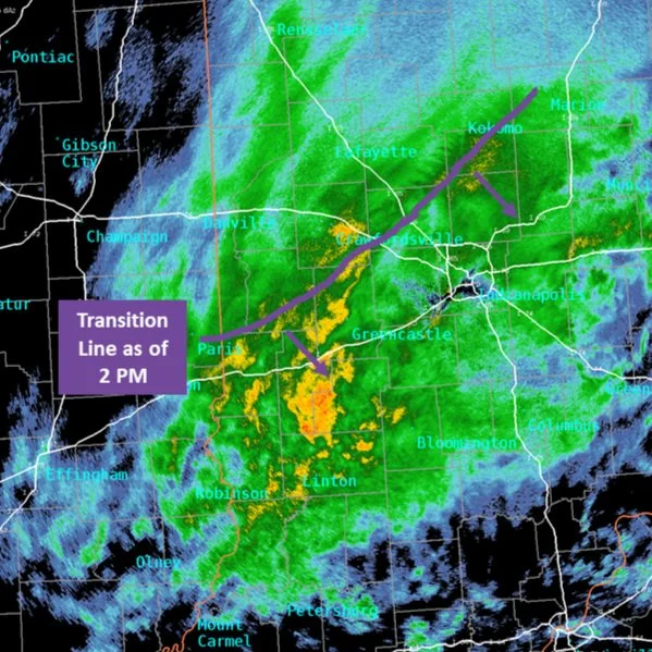 NWS: Line of transition from rain to wintry mix is slowly pushing south east across the state