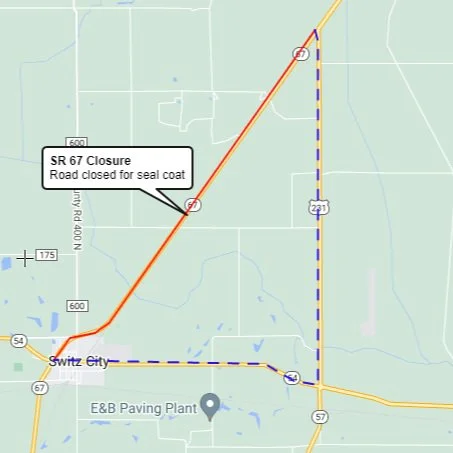 Reminder, Starts Today: State Road 67 closure planned in Greene County for seal coat operations in June