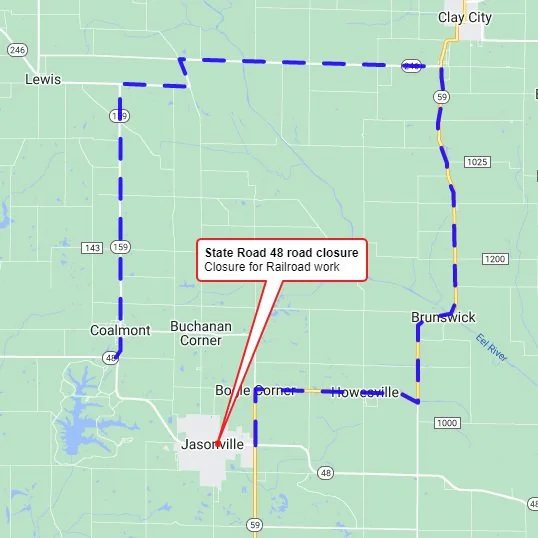 INDOT announces upcoming road closure planned for State Road 48 in Jasonville