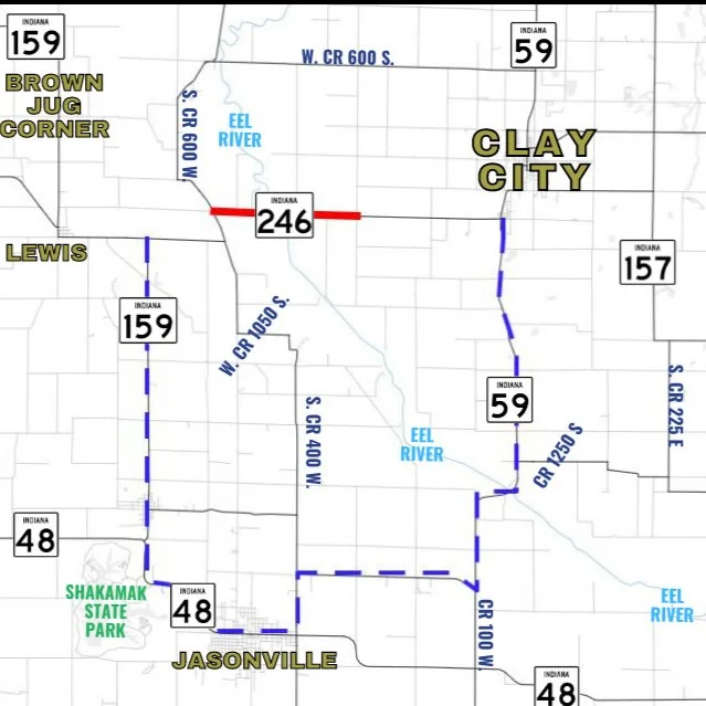 State Road&nbsp;246 closed&nbsp;near Clay City for culvert replacement work