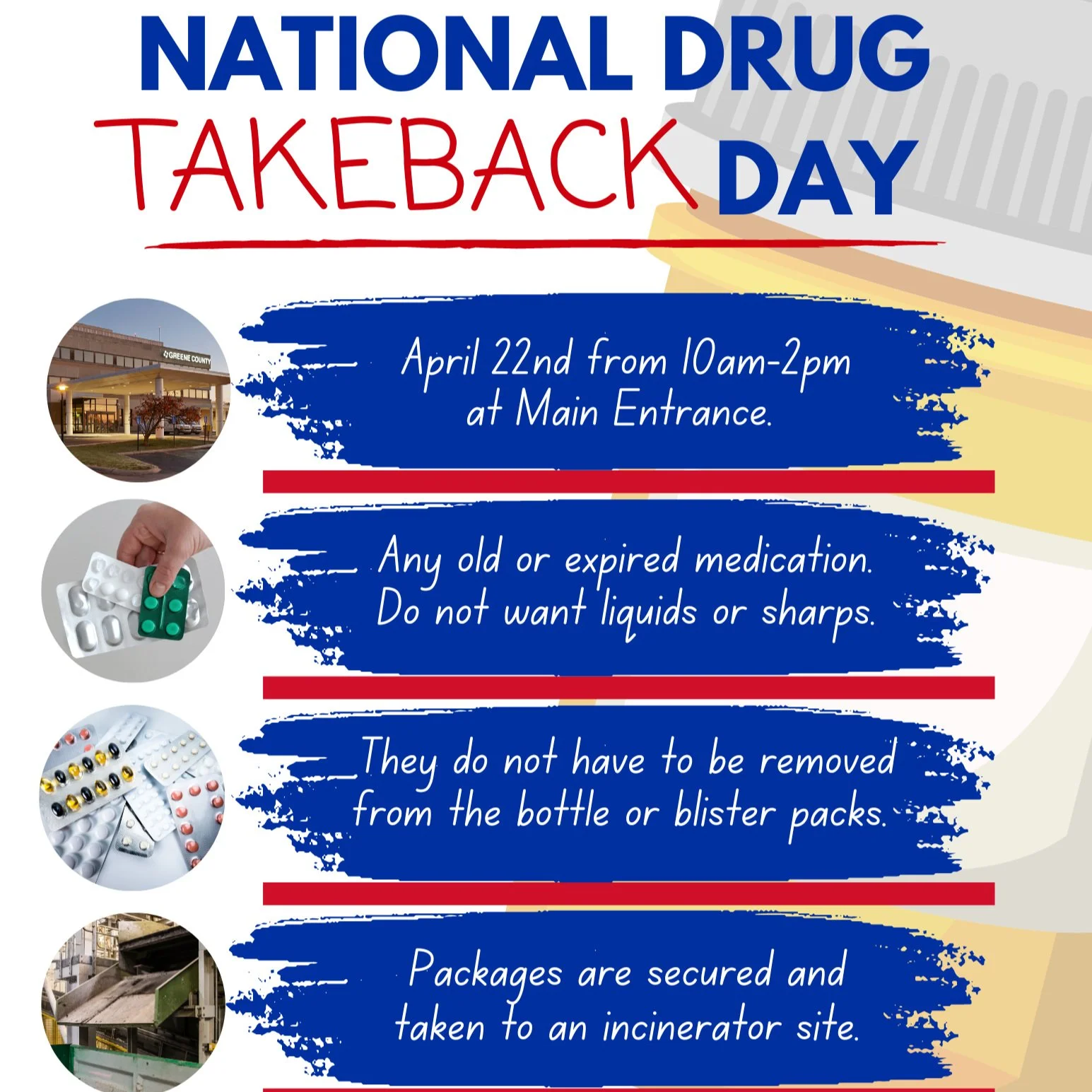Reminder: Greene County General Hospital to Host Prescription Drug Take Back Day