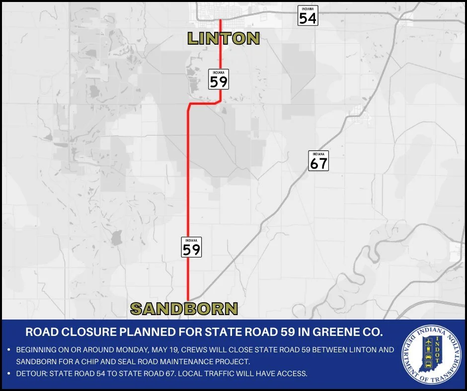 Road closure planned for State Road 59 in Greene County
