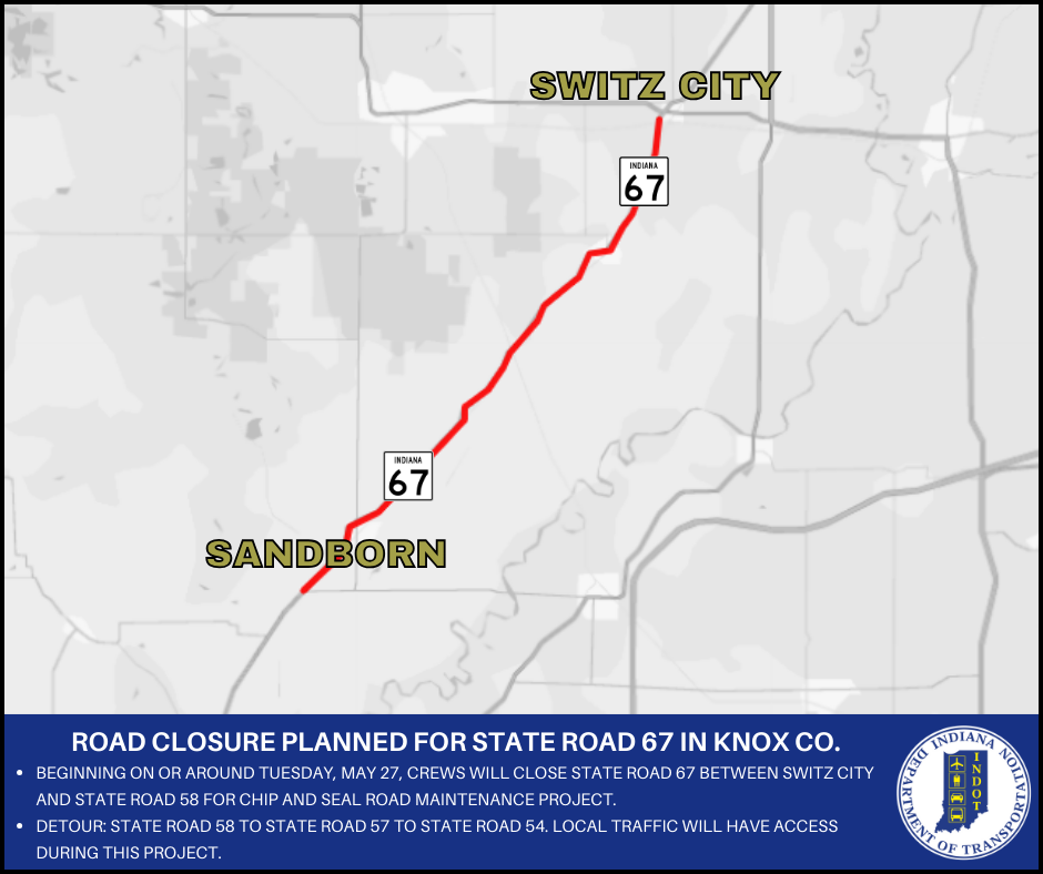 Road closure planned for State Road 67 in Greene County