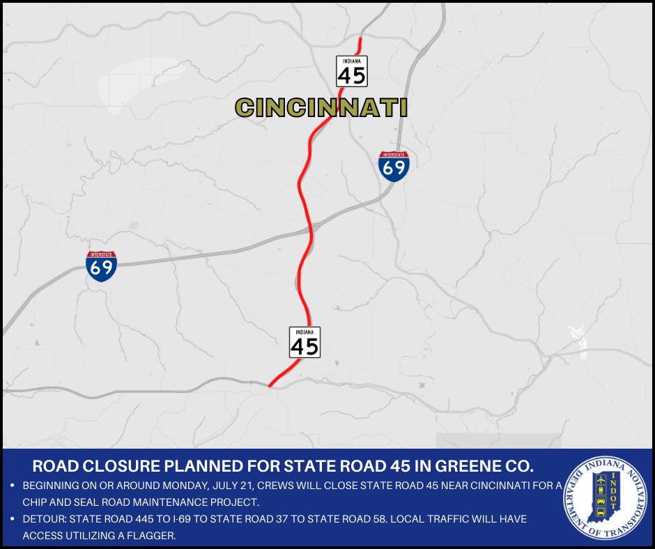 Road closure planned for State Road 45