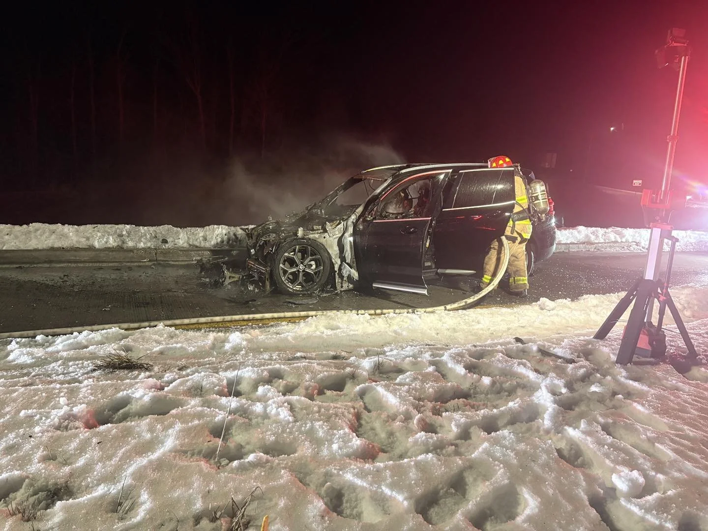 Car Fire Extinguished near I-69 roundabout on State Road 445