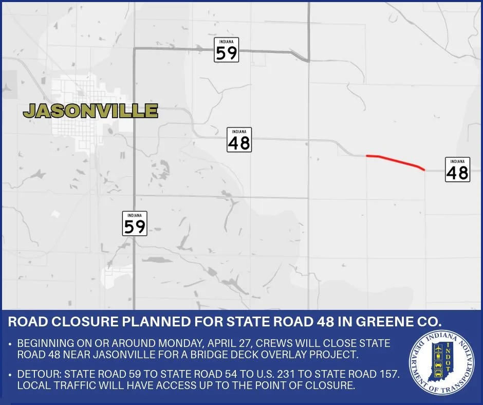 Road closure planned for State Road 48 in Greene County