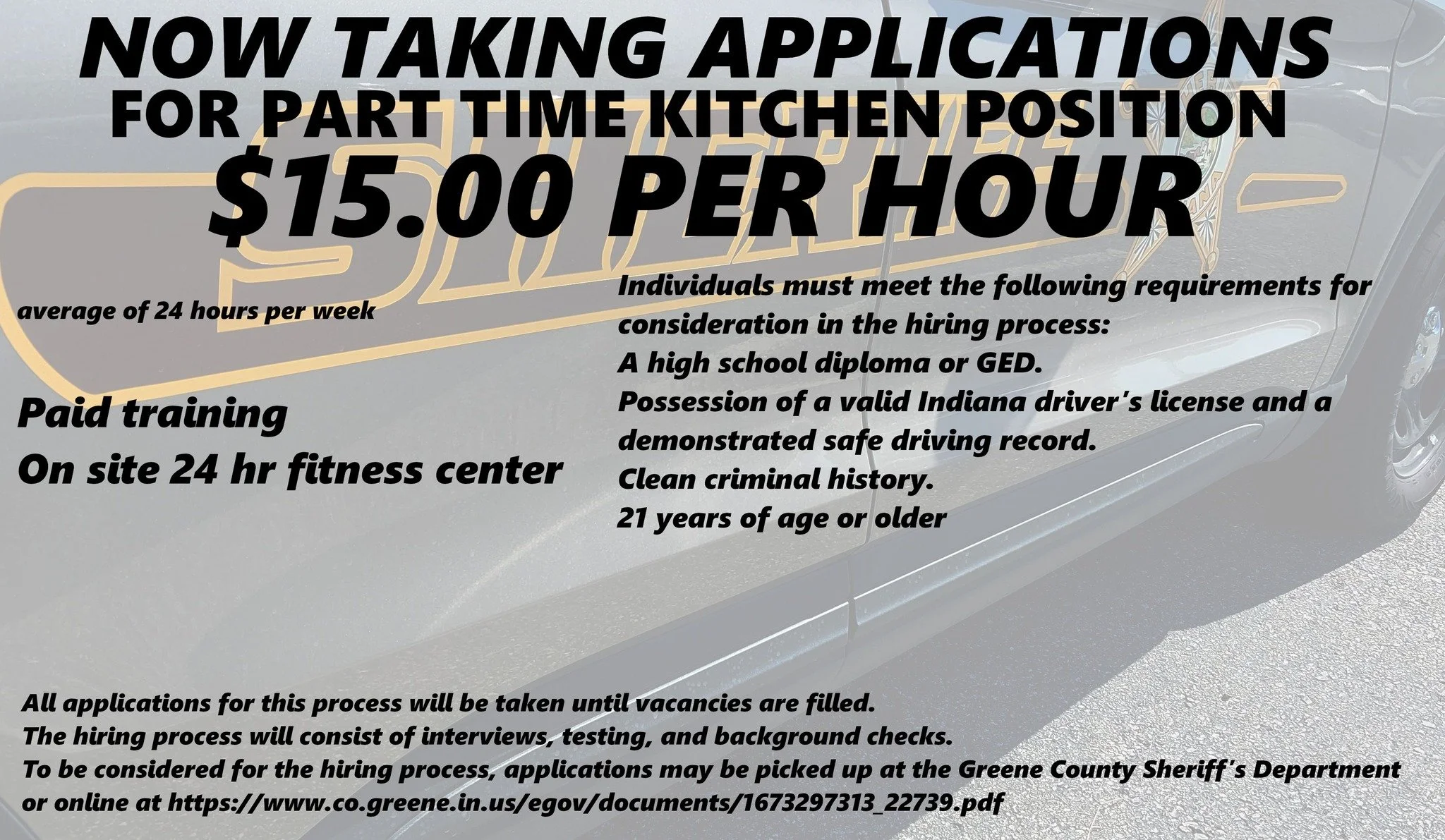 Sheriff's Department hiring part-time kitchen staff
