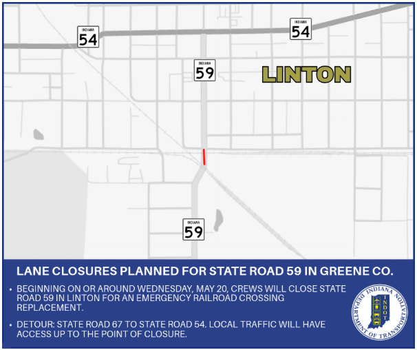 Road closure planned for State Road 59 in Greene County