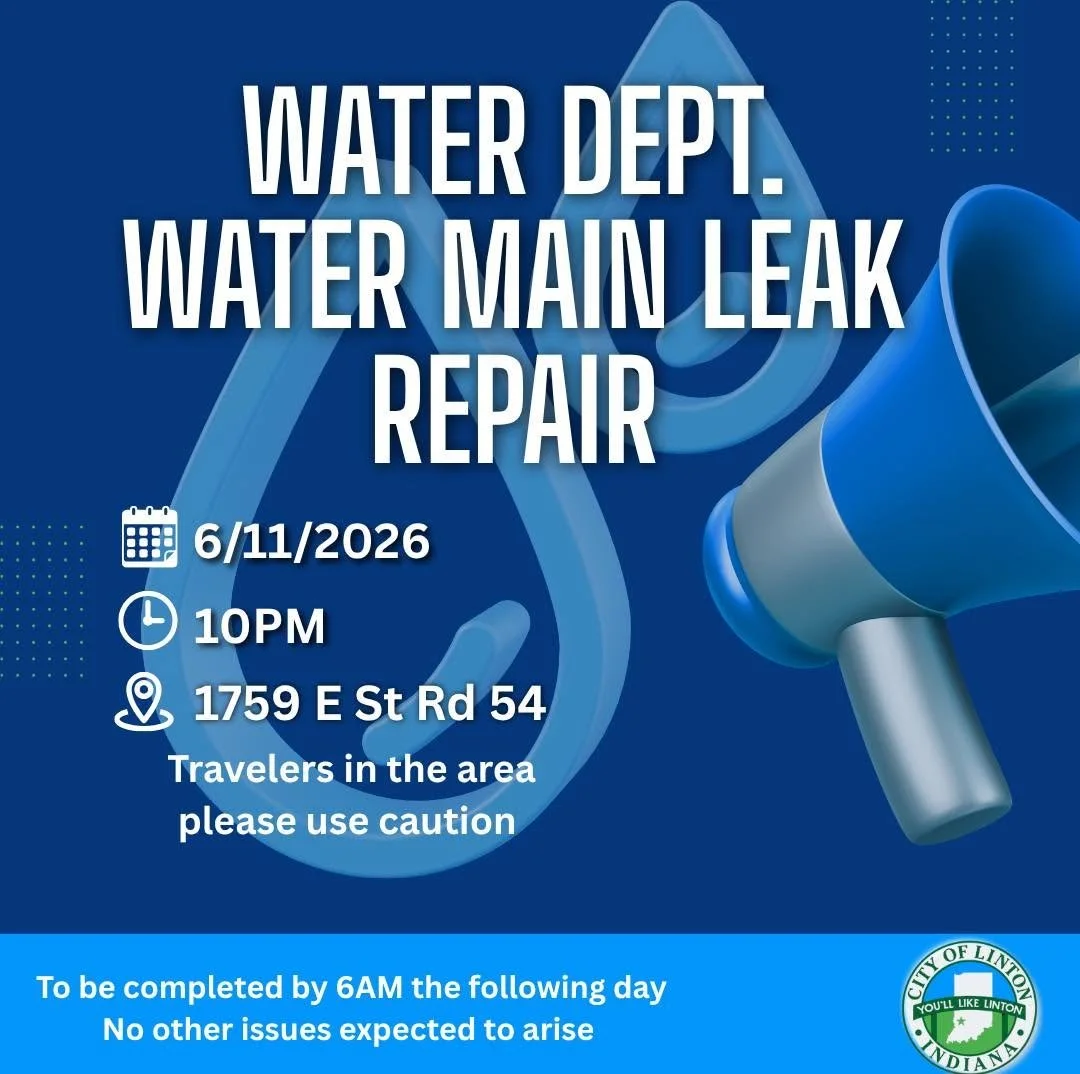 City of Linton to work on water main leak Thursday evening