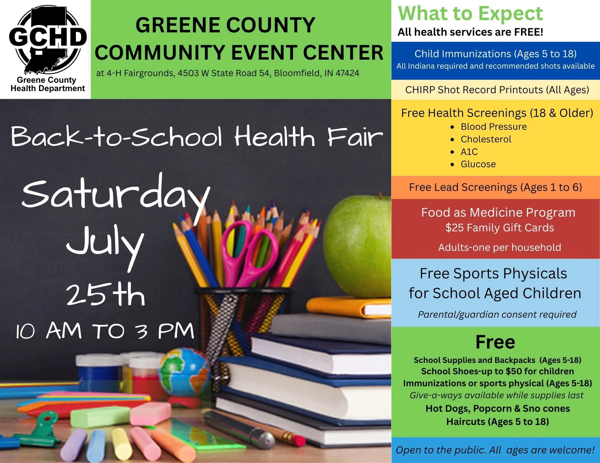 Health Department to host free back-to-school health fair July 25