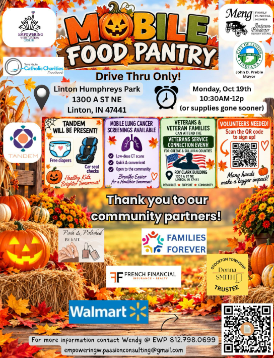 Veterans services, mobile food pantry, and free health screening coming to Linton Oct. 19