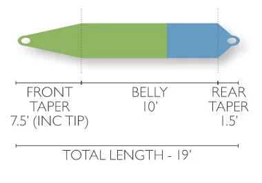 Skagit head profile. Short and stout, transferring maximum energy to big flies and heavy tips.