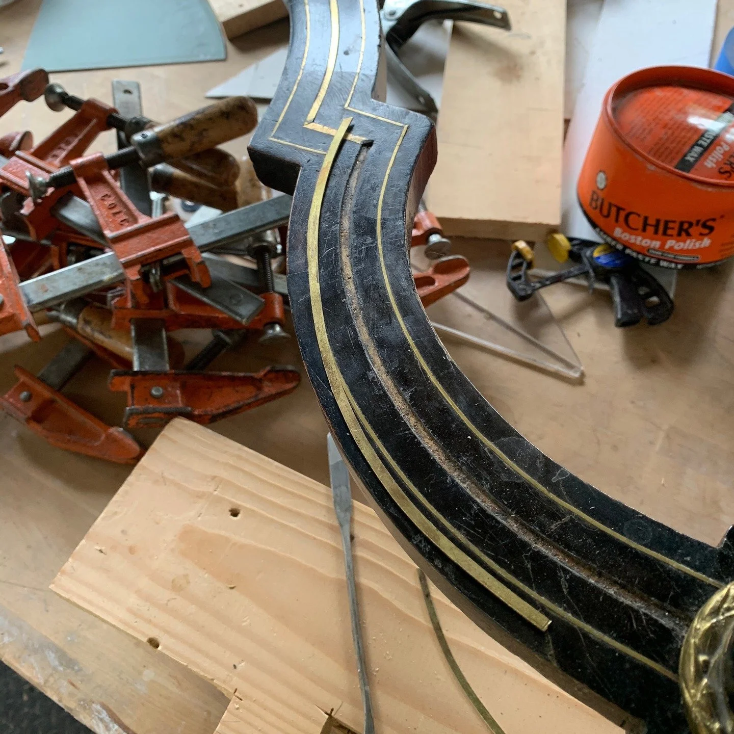 Brass inlay restoration Louis XVI revival table #hellerconservationservices #furnitureconservation #antiquefurniturerepair #furnitureconservation