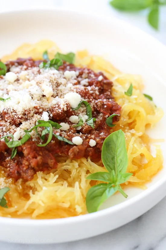 This one is so easy, and so delicious! We love pasta around here, and spaghetti squash is such a great sub for pasta and my husband agrees! 
