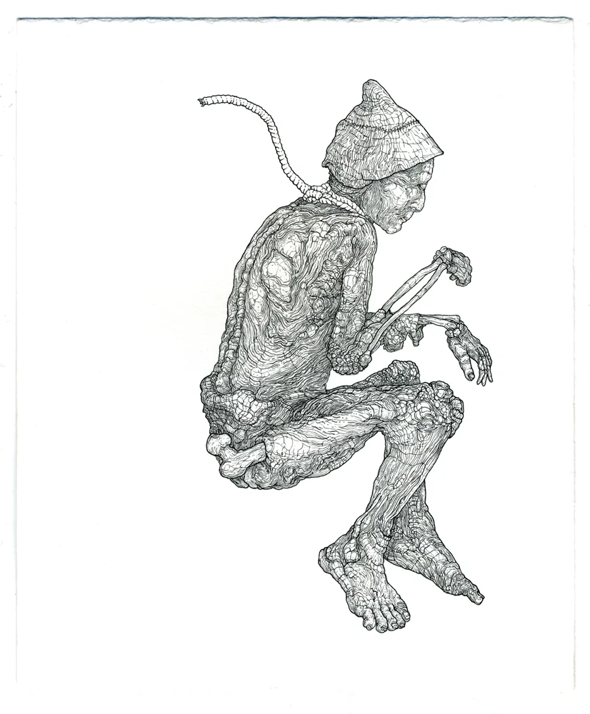 tollund man , ink on paper, 8.5in. x 7in., 2009