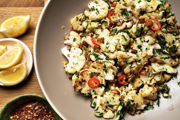 Pan-Roasted Cauliflower with Garlic, Rosemary & Parsley