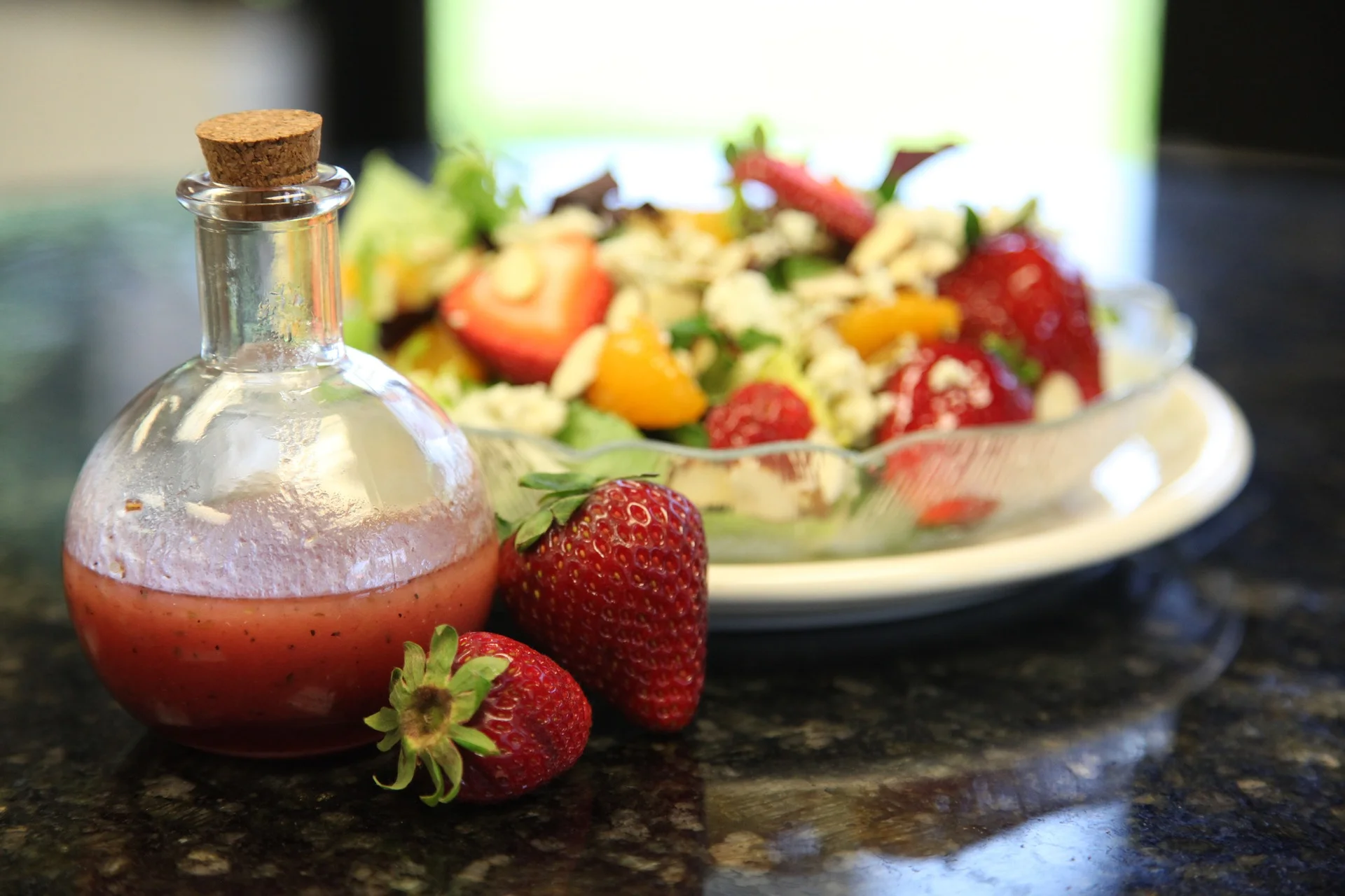 Berries add a tart sweetness to vinaigrettes. Try it drizzled over a savory salad containing salty ingredients, like cheese and roasted nuts. Yum. Raspberry vinaigrette In a jar, combine mashed raspberries (the more liquid, the better), ¼ cup olive oil, ⅔ cup balsamic vinegar, 1 tablespoon honey, ½ teaspoon of salt, and a touch of freshly ground pepper. Screw on the lid, and shake.