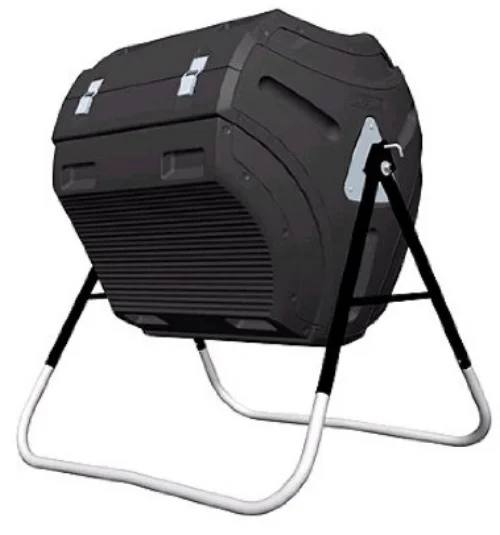 Lifetime 60058 Compost Tumbler, Black, 80-Gallon Pros - Large door panel makes adding and taking out compost a breeze - Huge capacity (80 gallons) - Structurally solid; will work for most households Cons - No compost tea collector so it leaks; best if built on dirt - Requires assembly (and a drill) Bottomline: Great for efficient compost-making if you have a larger household and the yard space.