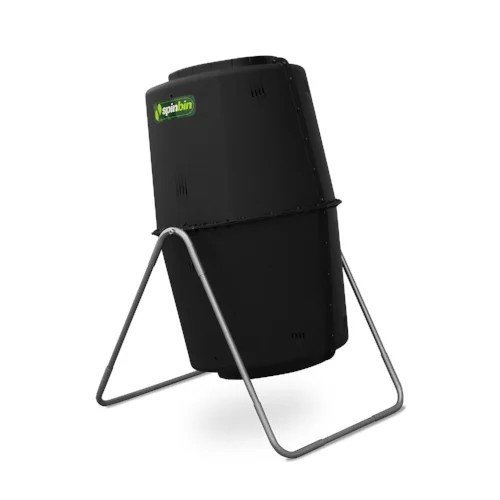 Spin Bin Composter Pros - 60-gallon capacity - Has a compost tea collector - 2 year warranty Cons - Not great ventilation; requires turning more often - Hard to spin as it’s a high-capacity, vertical tumbler Bottomline: Although it requires routine turning, this durable tumbler will handle most, if not all, waste generated by a four-person household.