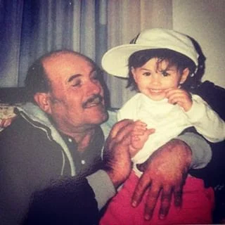 The author with her grandfather, who farmed raspberries in California’s Central Valley.
