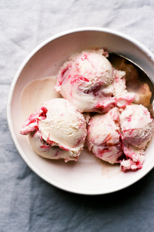 Vegan Coconut Ice Cream with Raspberry Swirl